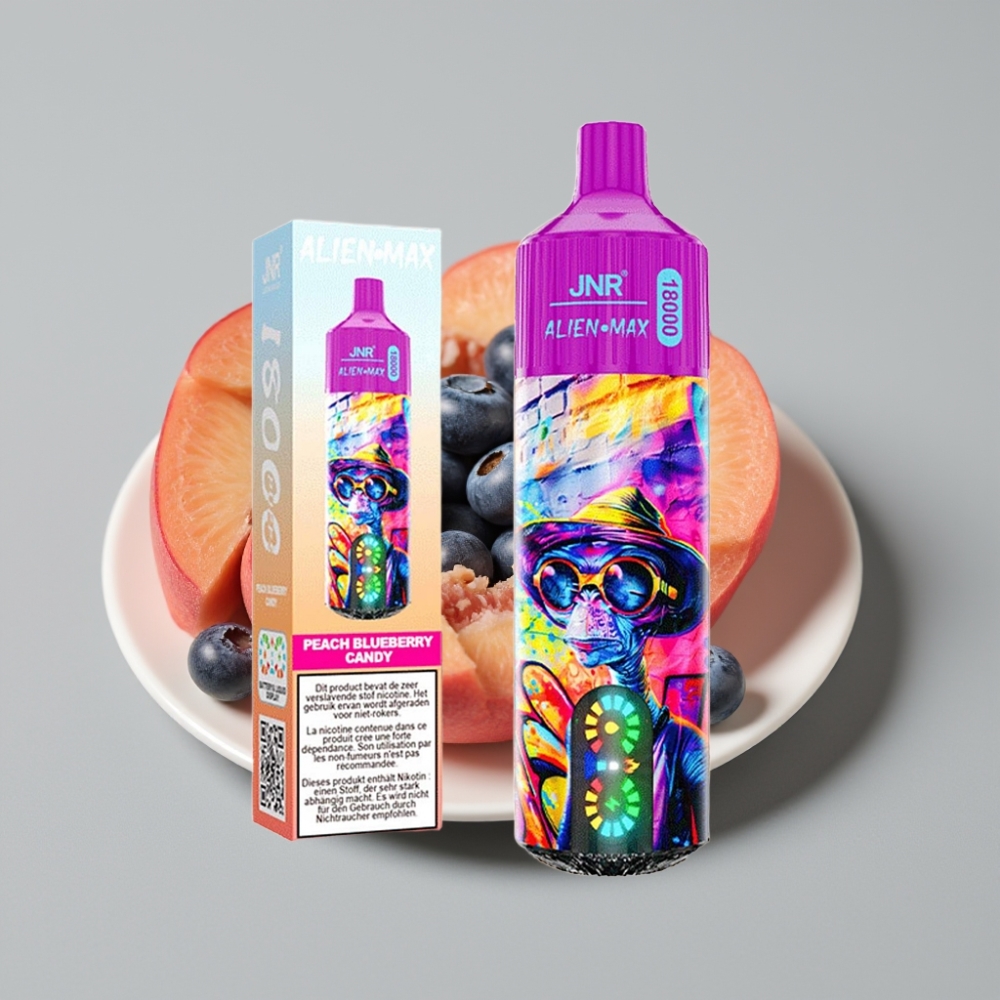 JNR Alien Max 18000 Puffs Doble Malla LED Durazno Arándano