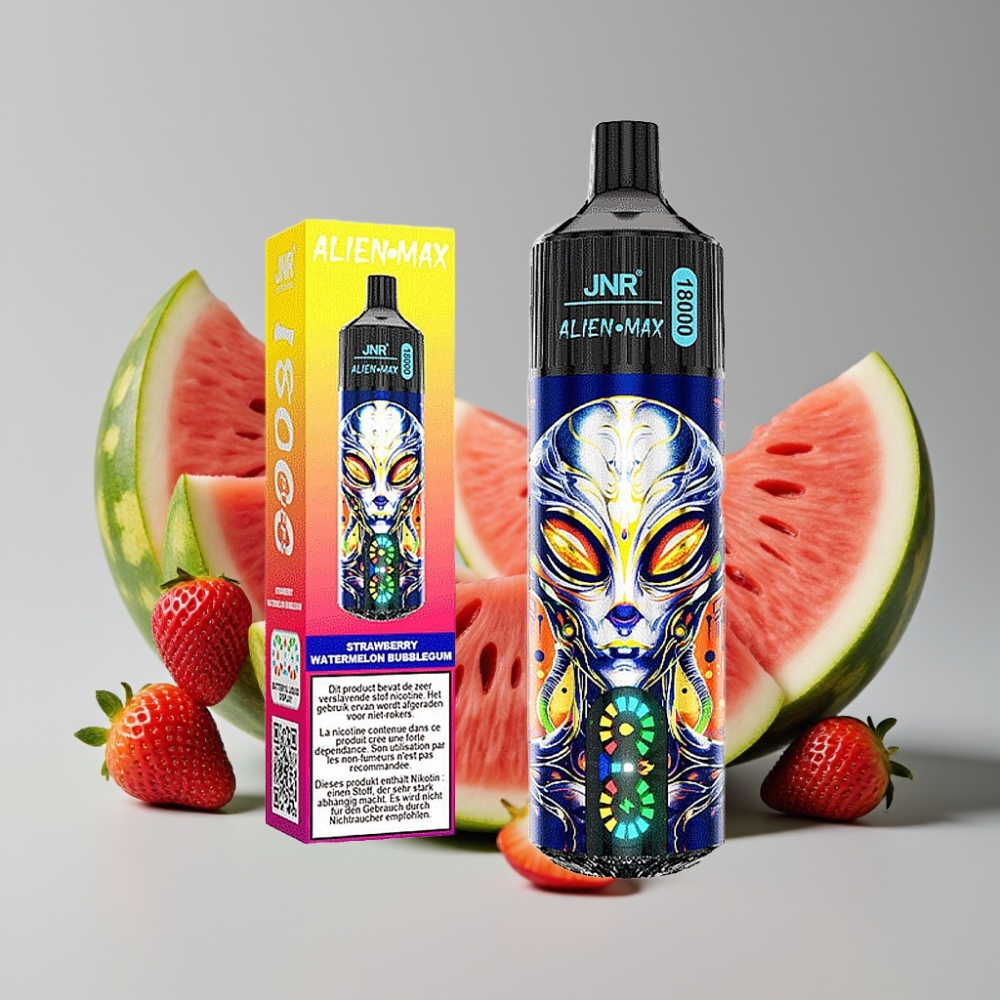 JNR Alien Max 18000 Puffs LED Dual Mesh Fresa Sandía Chicle Vape Desechable