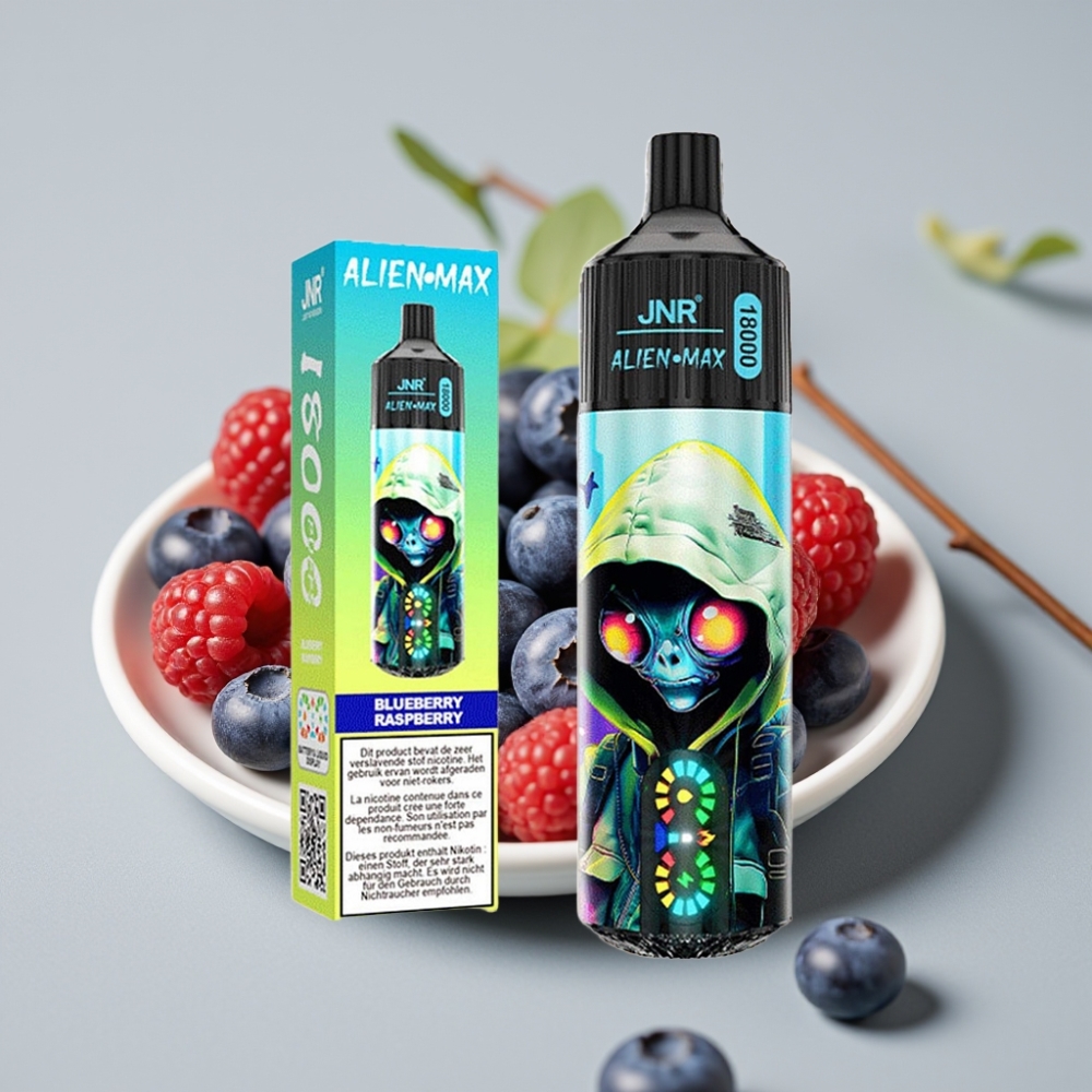 JNR Alien Max 18000 Puffs Pantalla LED Doble Malla Arándano Frambuesa