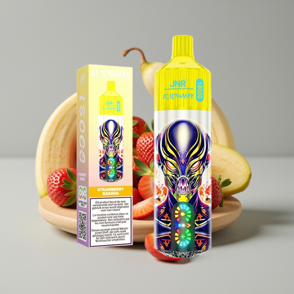 JNR Alien Max 18000 Puffs Pantalla LED Doble Malla Fresa Plátano