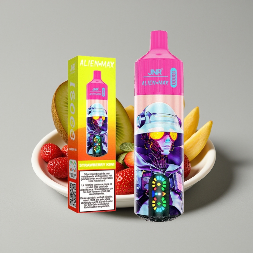 JNR Alien Max 18000 Puffs con Pantalla LED y Doble Bobina Mesh - Fresa Kiwi