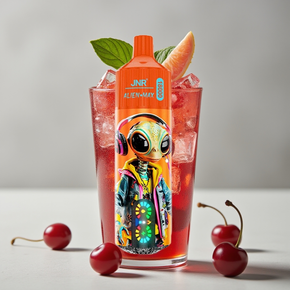 JNR Alien Max 18000 Puffs con Pantalla LED y Doble Malla, Cereza Cola Fizzy