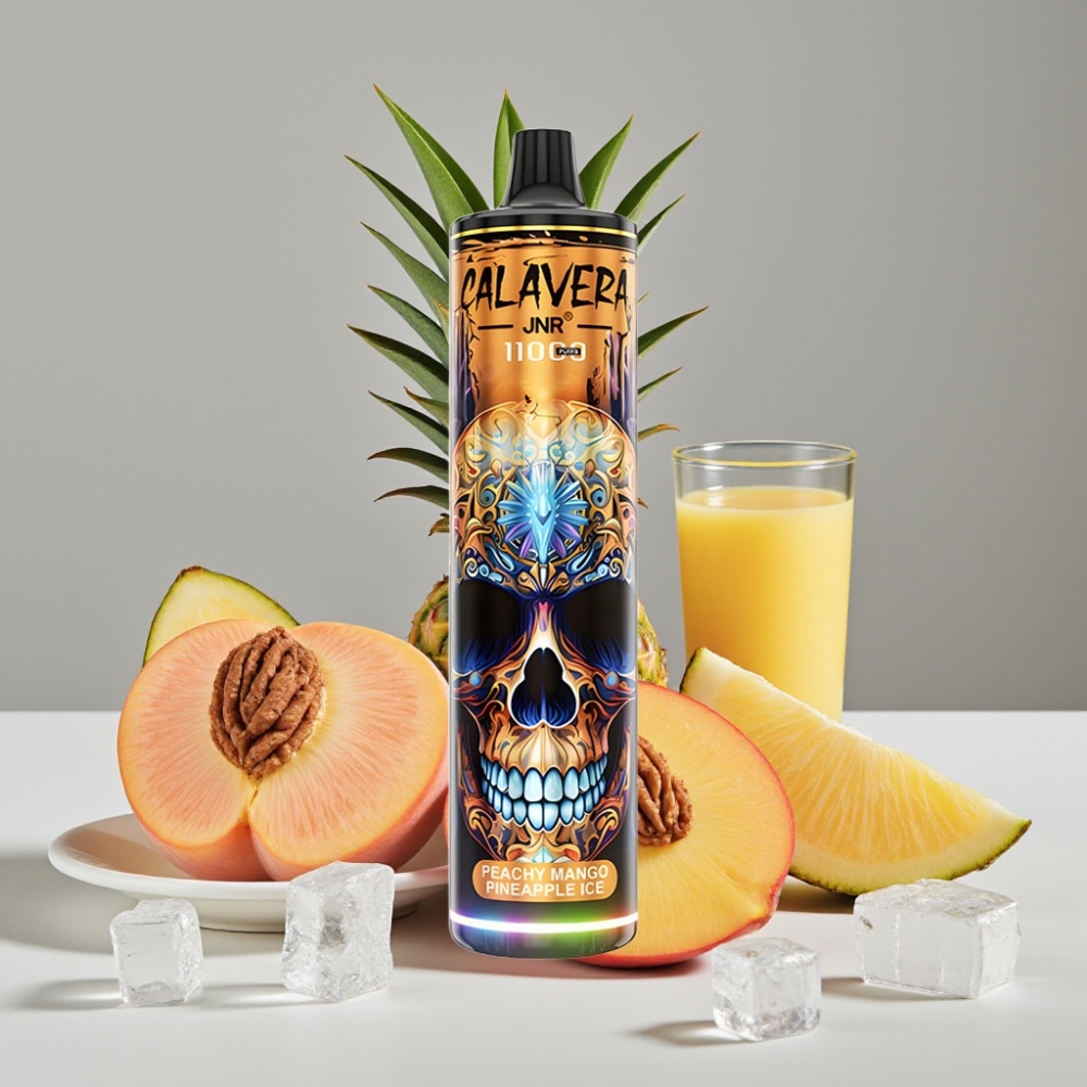JNR Calavera 11000 Puffs Vape Desechable Tipo-C 21ml Durazno Mango Piña Hielo