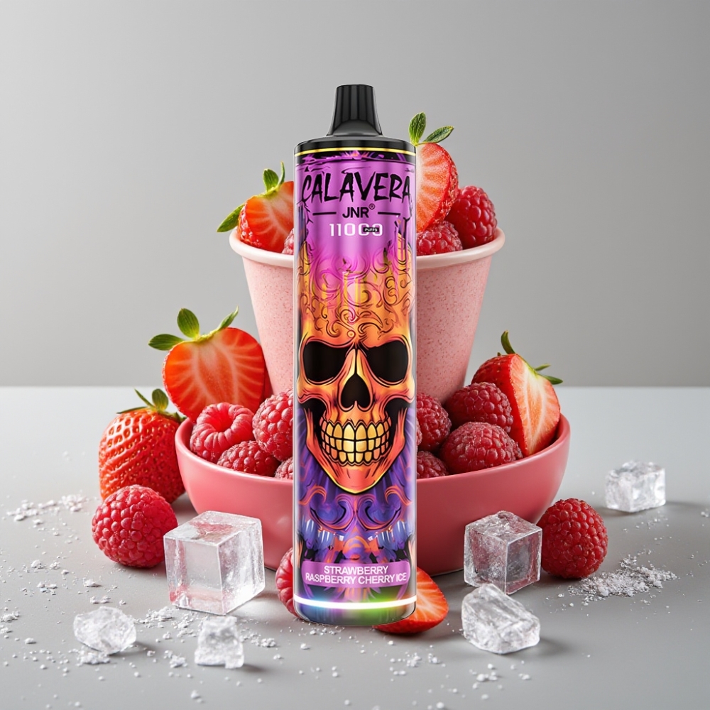 JNR Calavera 11000 Puffs Vape Desechable con Carga Tipo-C y Sabor Fresa Frambuesa Cereza Hielo