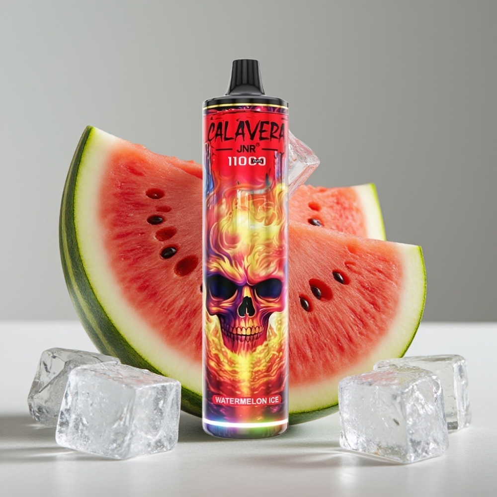 JNR Calavera 11000 Puffs Vape Desechable con Sabor Sandía Helada, Tipo-C, 850mAh, 21ml
