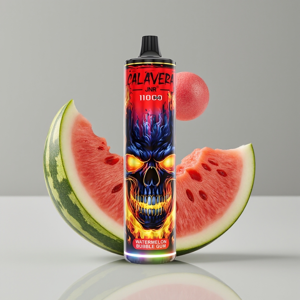 JNR Calavera 11000 Puffs Vape Desechable con Sabor a Chicle de Sandía, Tipo-C, 850mAh, 21ml
