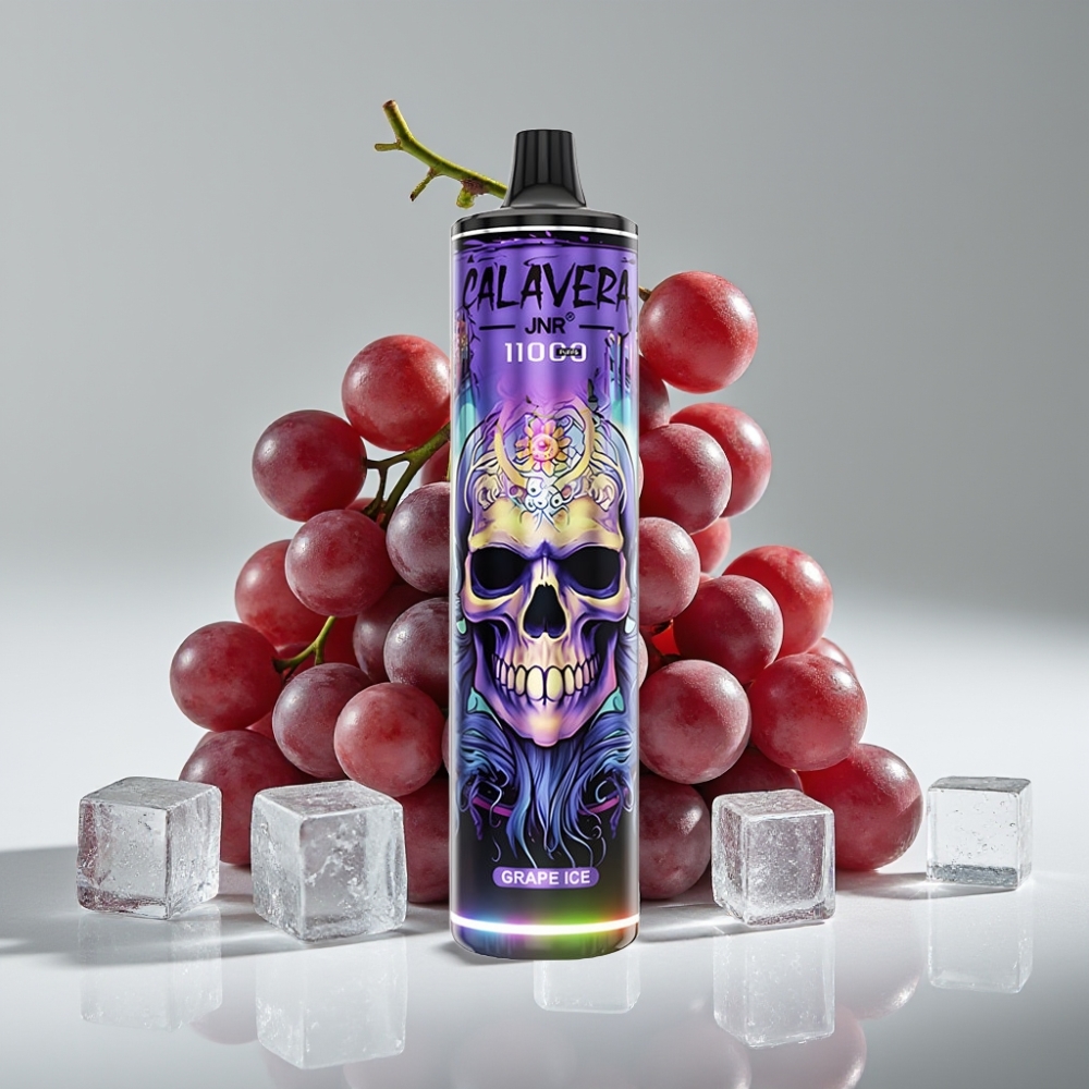 JNR Calavera 11000 Puffs Vape Desechable con Uva Helada, Tipo-C, 850mAh, 21ml