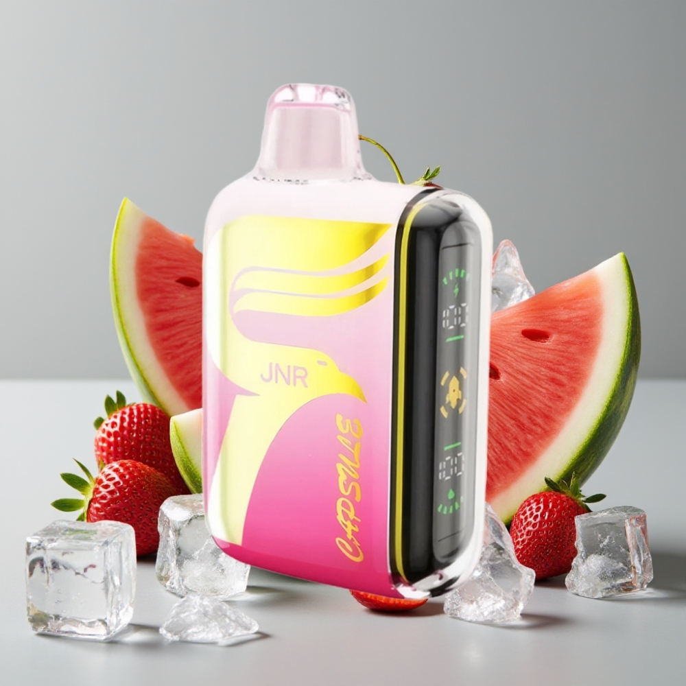 JNR Capsule 15000 Puffs Fresa Sandía Helada – Pantalla Inteligente LED, Doble Bobina Mesh, Carga Rápida Tipo-C