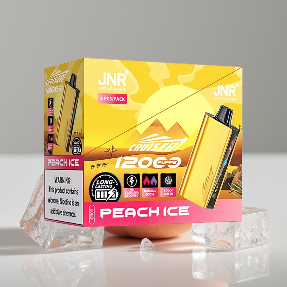 JNR Cruiser 12000 Puffs Sin Carga Vape Desechable Durazno Hielo Pantalla Animada