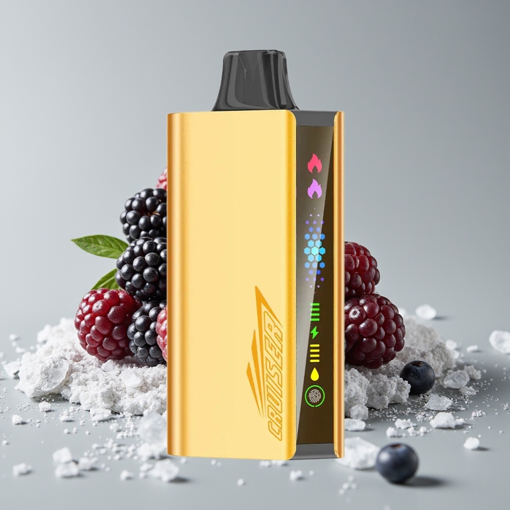 JNR Cruiser 12000 Puffs Sin Carga Vape Desechable Zarzamora Helada Pantalla Animación