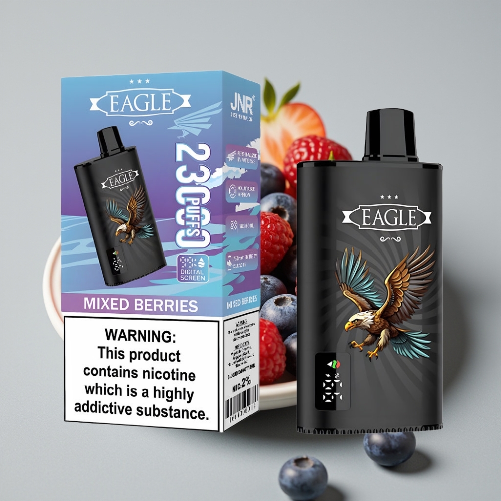 JNR EAGLE Smart 23000 Puffs Vape Desechable con Pantalla Digital, Bobina Mesh 1.0ohm y Bayas Mixtas