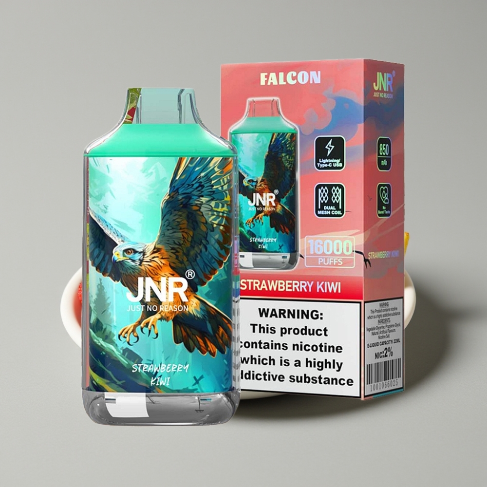 JNR Falcon 16000 Puffs 22ml Fresa Kiwi Pantalla LED Dual Mesh