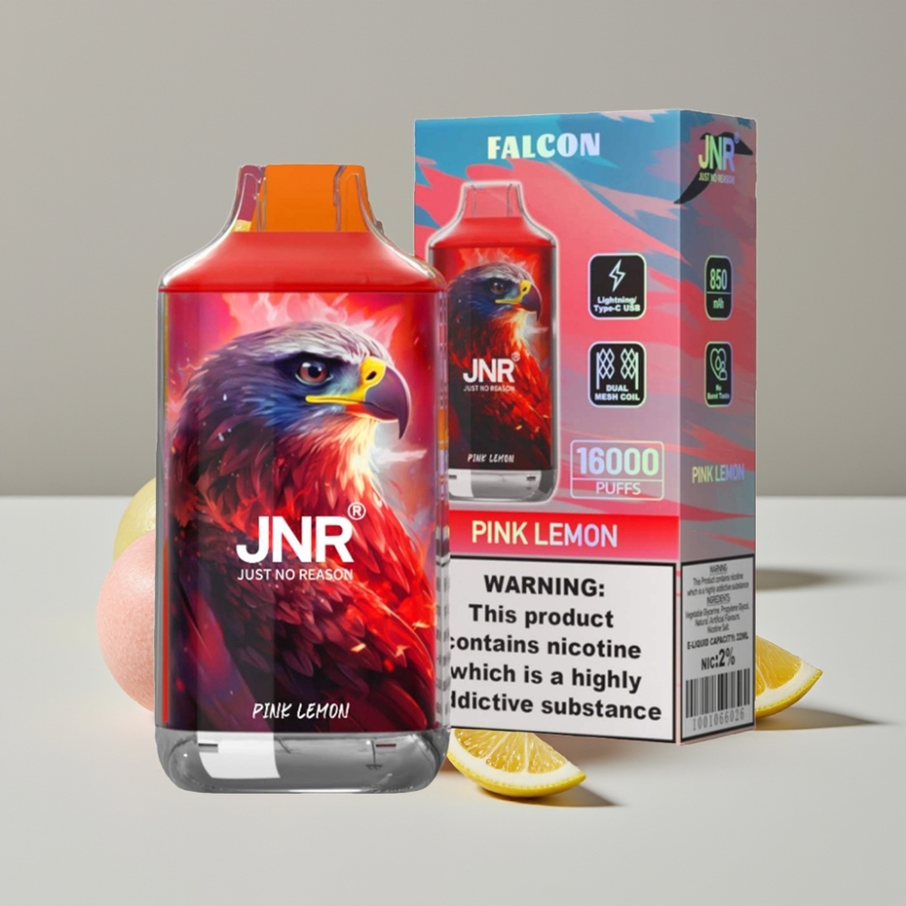 JNR Falcon 16000 Puffs 22ml Lima Rosa Tipo C Pantalla LED