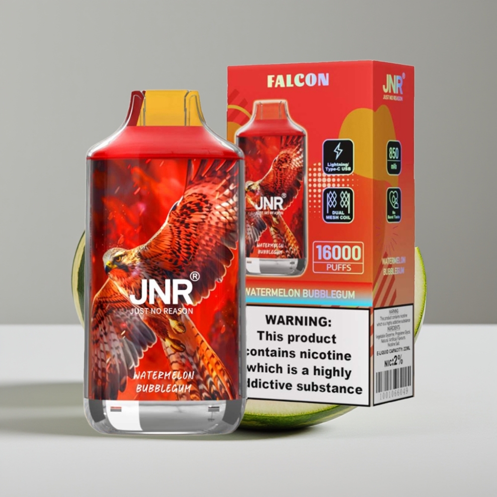 JNR Falcon 16000 Puffs 22ml Sandía Bubblegum Dual Mesh LED Tipo C