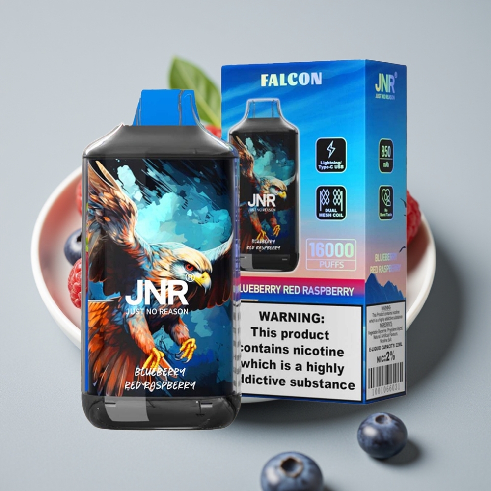 JNR Falcon 16000 Puffs 850mAh 22ml Dual Mesh Coil Arándano Frambuesa Roja