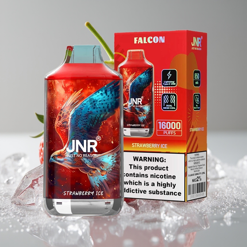 JNR Falcon 16000 Puffs Doble Malla Fresa Helada 22ml 850mAh Tipo C