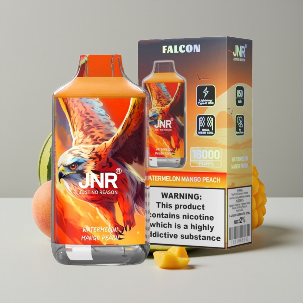 JNR Falcon 16000 Puffs Vape 22ml Sandía Mango Melocotón Dual Mesh