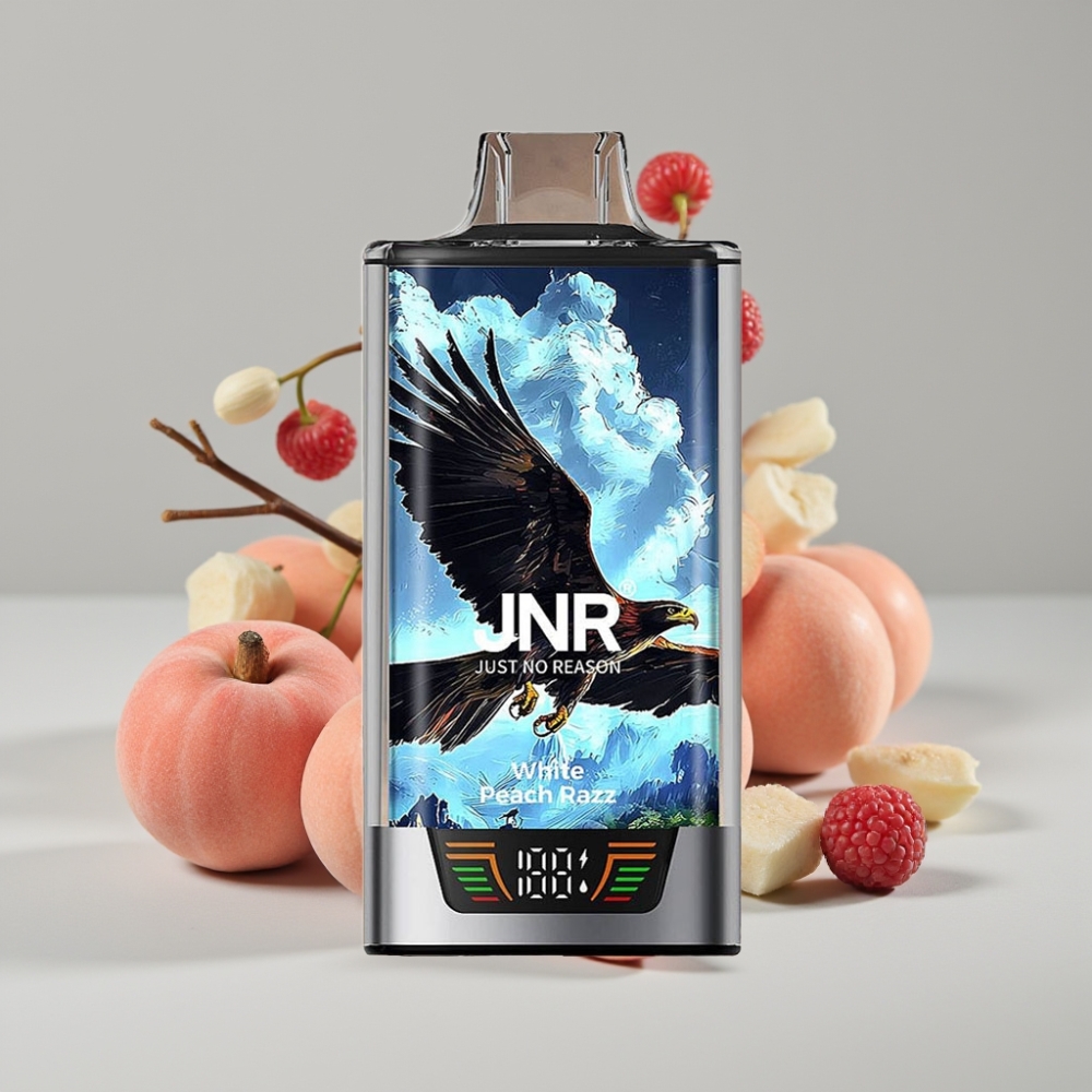 JNR Falcon Pro 28000 Disposable Vape 30ml Durazno Blanco Frambuesa USB-C Dual Mesh