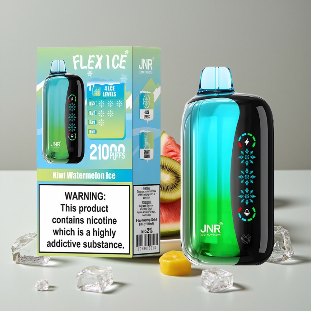 JNR Flex Ice 21000 Puffs Vape Desechable Ajustable con Sabor Kiwi Sandía Helada y Pantalla Táctil
