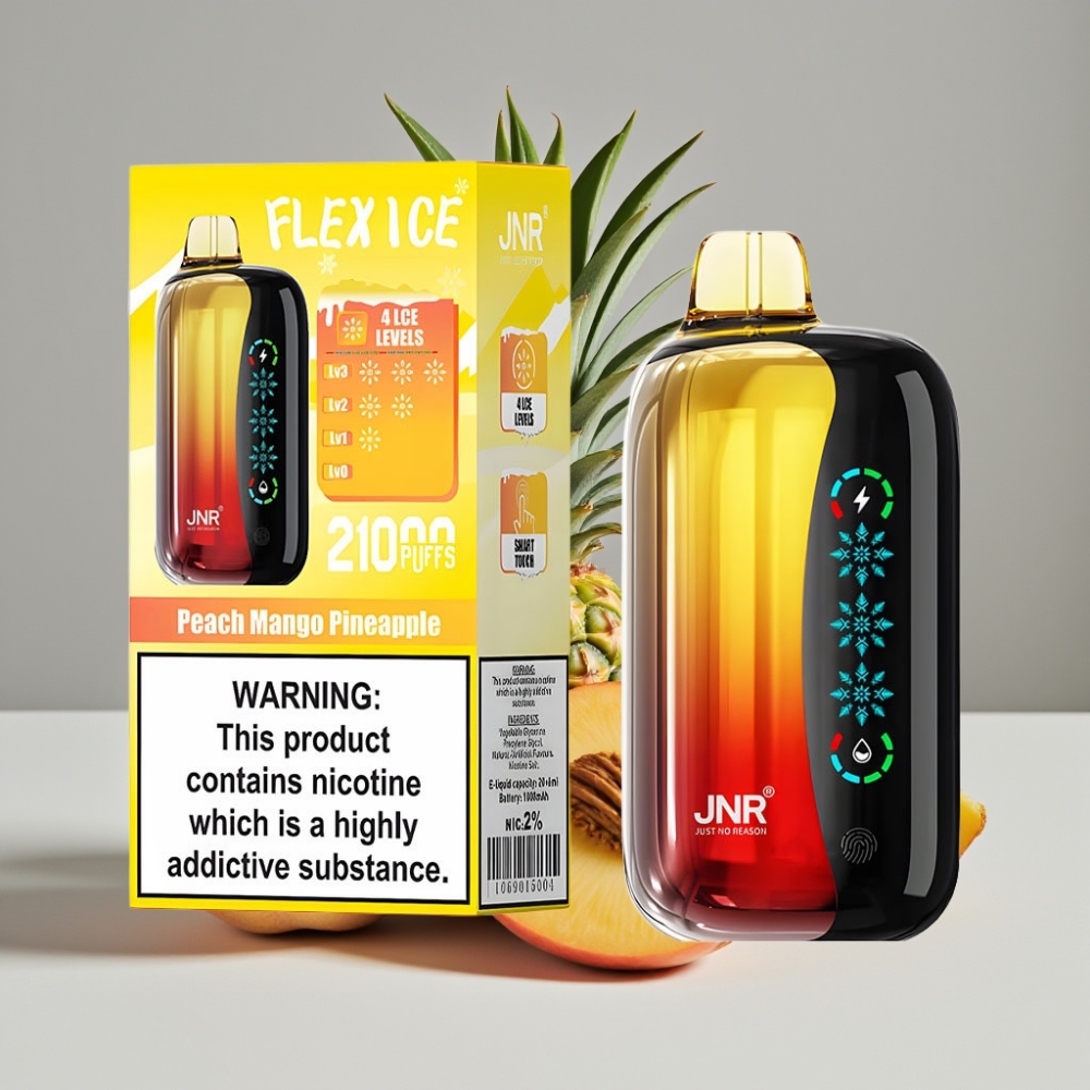 JNR Flex Ice 21000 Puffs Vape Desechable Durazno Mango Piña con Pantalla Táctil y Aire Ajustable