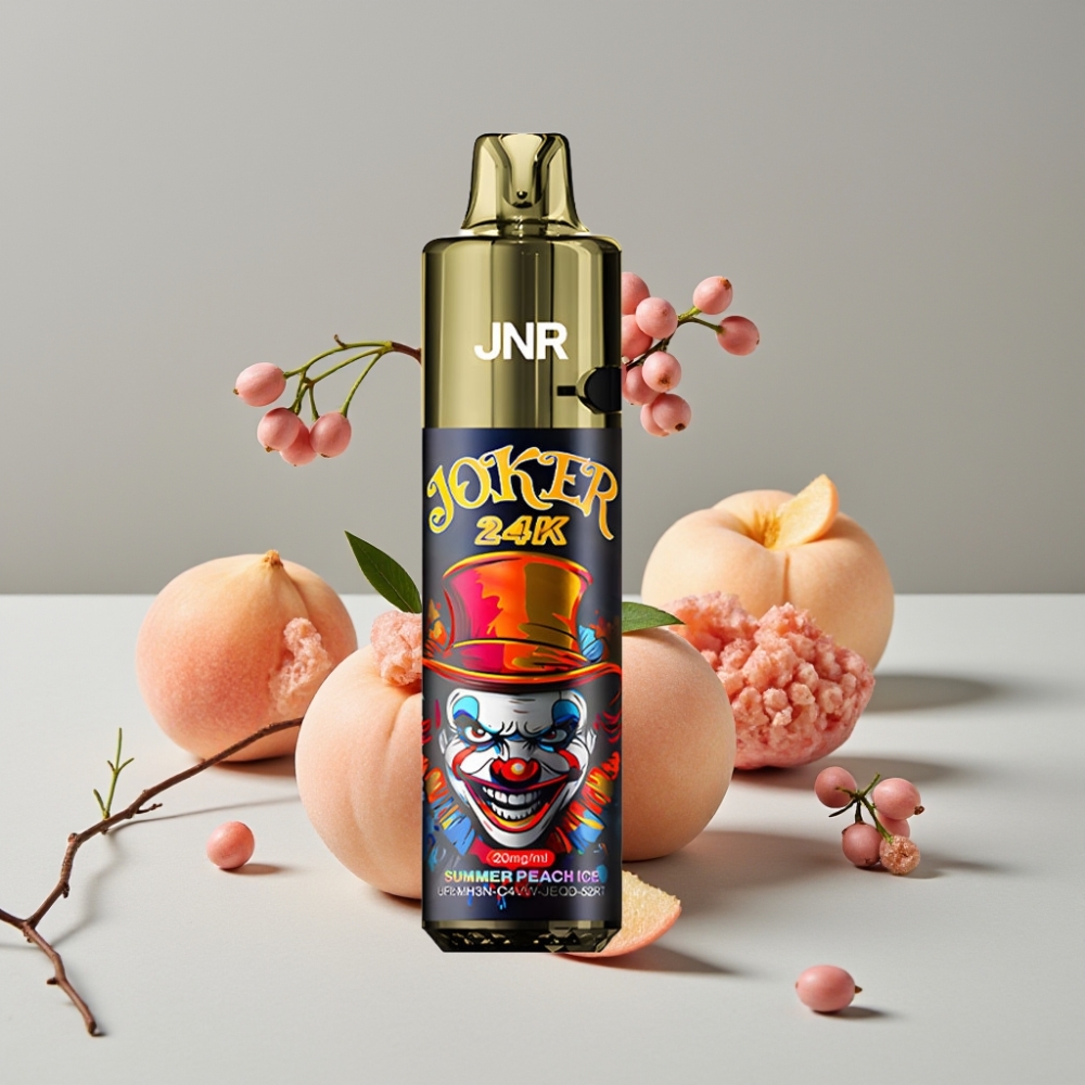 JNR Joker 24K Puffs Recargable Pod 10ml Luz Respiratoria Durazno Helado