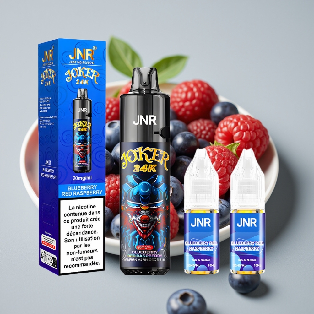 JNR Joker 24K Puffs Vape Desechable Recargable 2+10ml Arándano Frambuesa 24000 Puffs