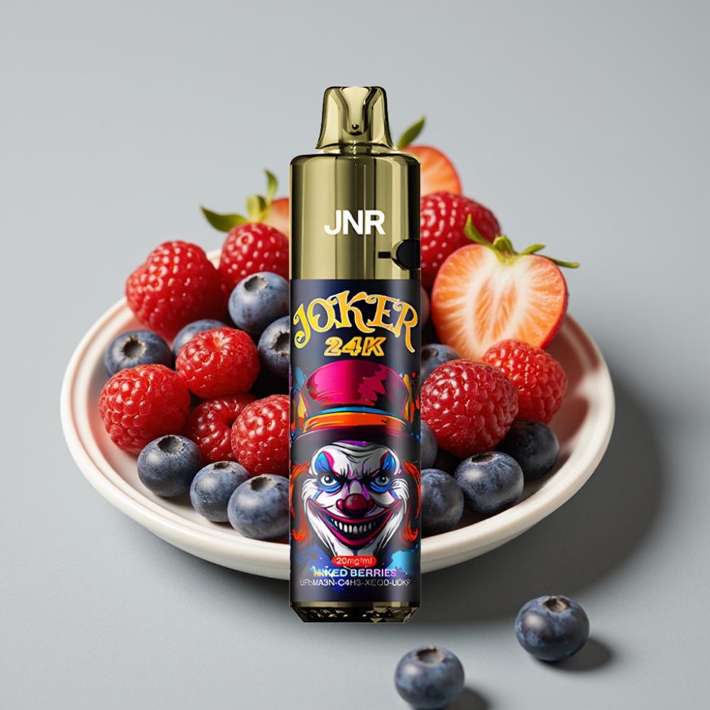 JNR Joker 24K Puffs Vape Desechable Recargable 2+10ml con Baya Mixta y Luz LED