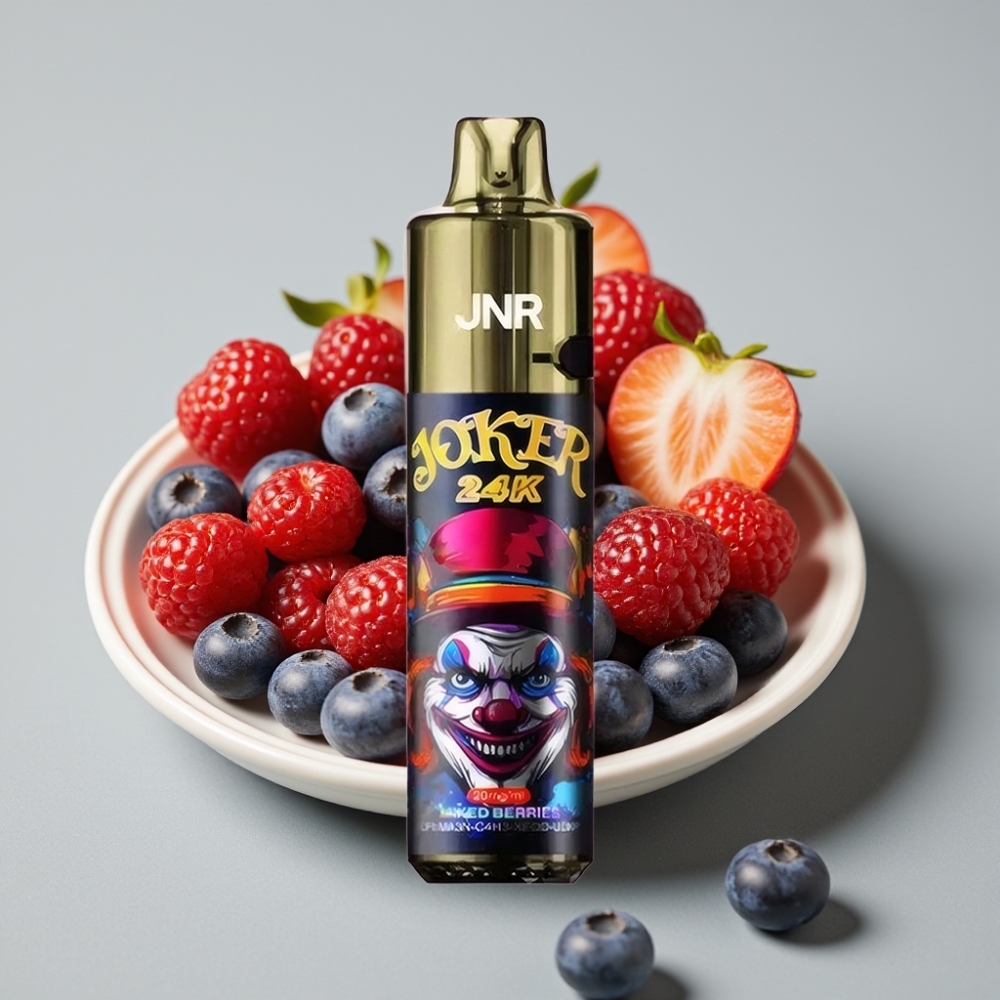 JNR Joker 24K Puffs Vape Desechable Recargable 2+10ml con Baya Mixta y Luz LED