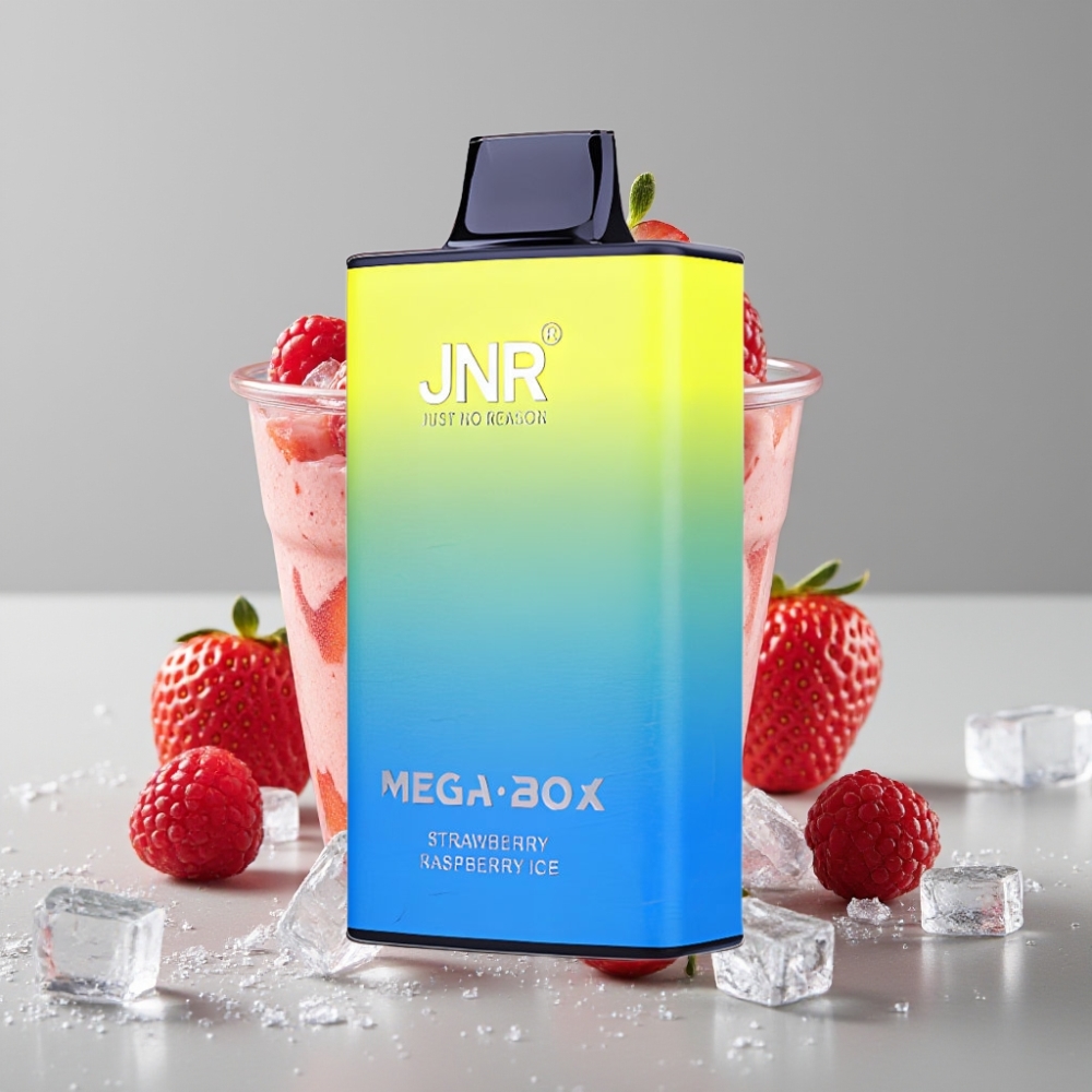 JNR Mega Box 25000 Puffs Vape Desechable Fresa Frambuesa Hielo 30ml Dual Mesh