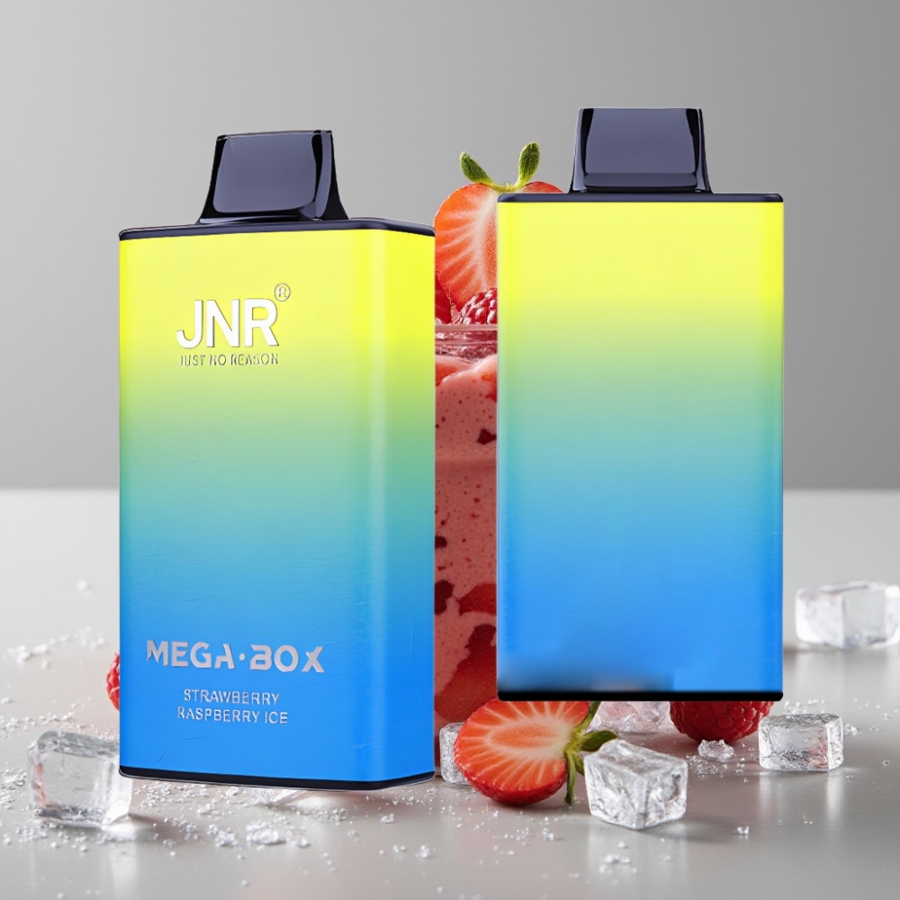 JNR Mega Box 25000 Puffs Vape Desechable Fresa Frambuesa Hielo 30ml Dual Mesh
