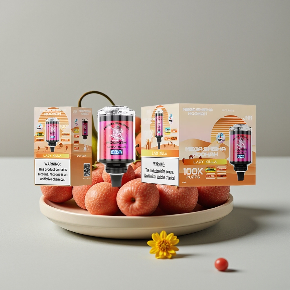 JNR Mega Shisha Hookah 100K Compatibilidad Escritorio 60mL 2200mAh Tipo C Dama Asesina