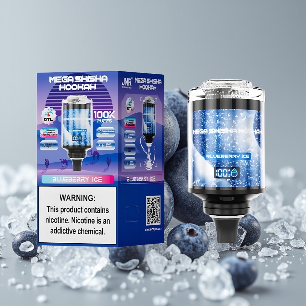 JNR Mega Shisha Hookah 100K Compatibilidad Escritorio Arándano Helado 60ml 2200mAh