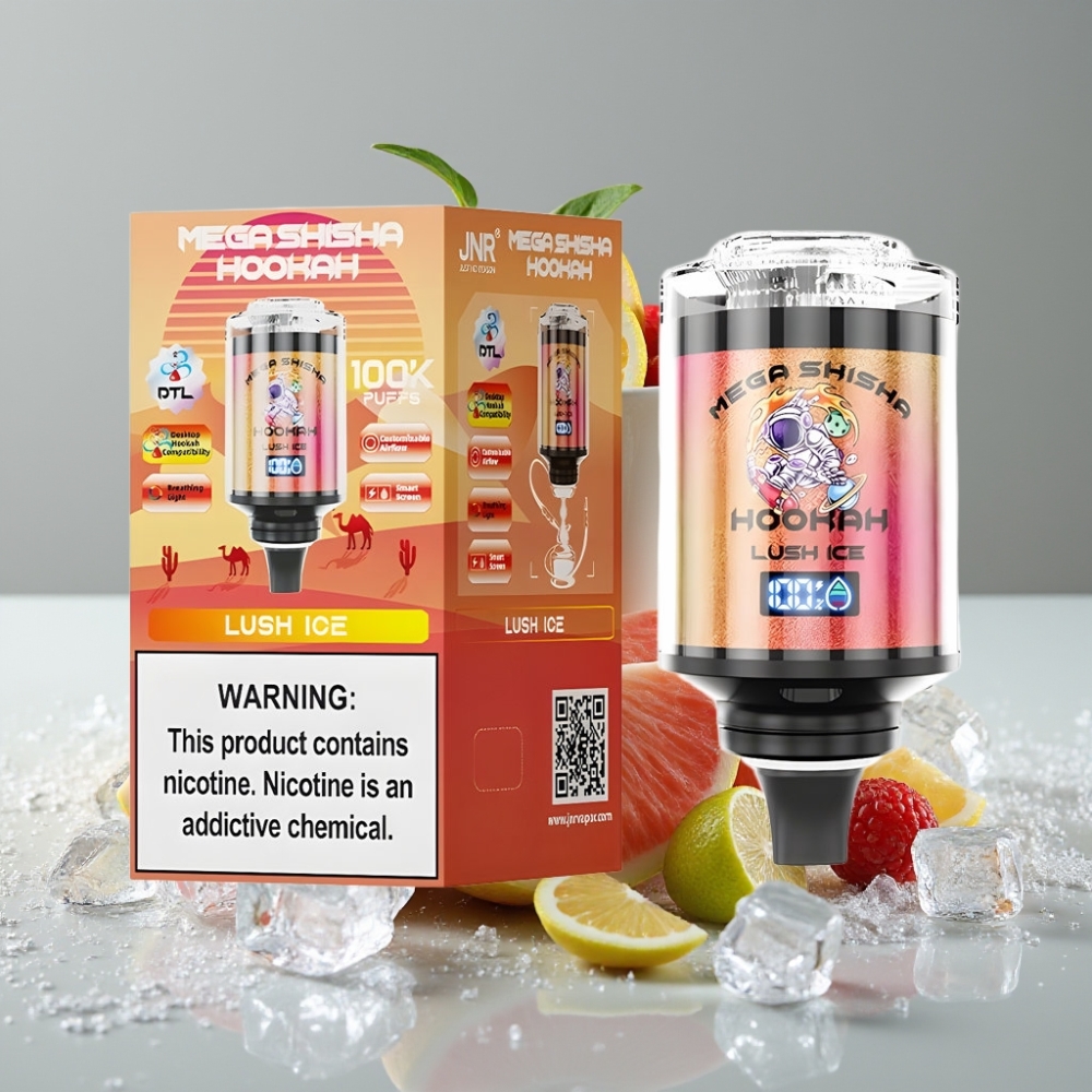 JNR Mega Shisha Hookah 100K Compatibilidad de Escritorio Hielo Frondoso Pantalla Inteligente