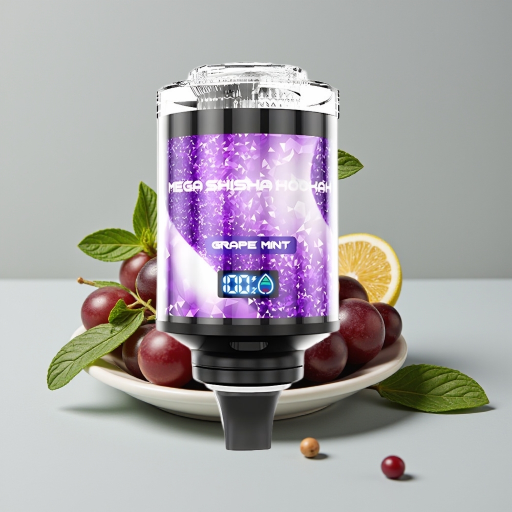 JNR Mega Shisha Hookah 100K Pantalla Inteligente Uva Menta Tipo-C