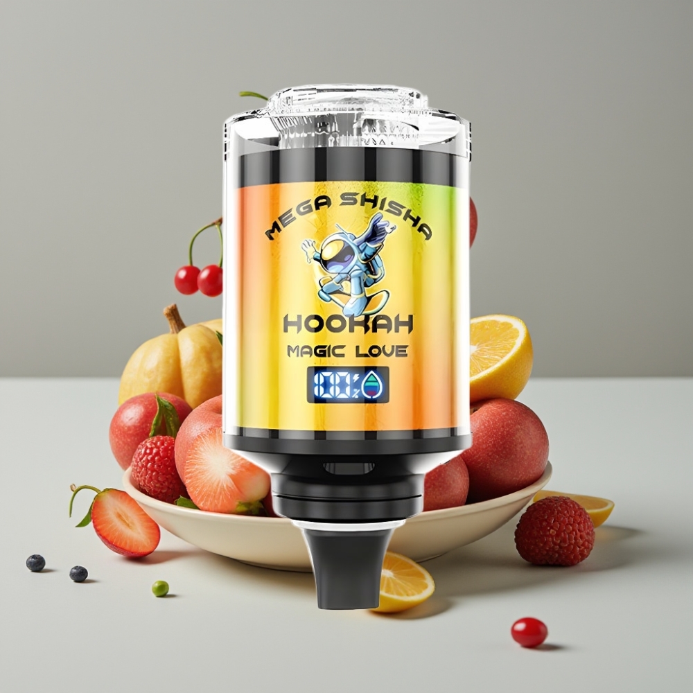 JNR Mega Shisha Hookah Escritorio Compatible 100K Vapeos 60ml Amor Mágico Pantalla Inteligente