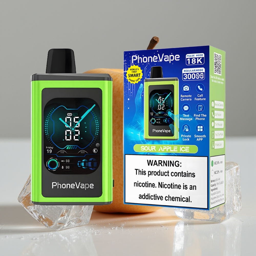 JNR PhoneVape 30000 caladas Batería Recargable 850mAh Manzana Ácida Hielo Modo Turbo