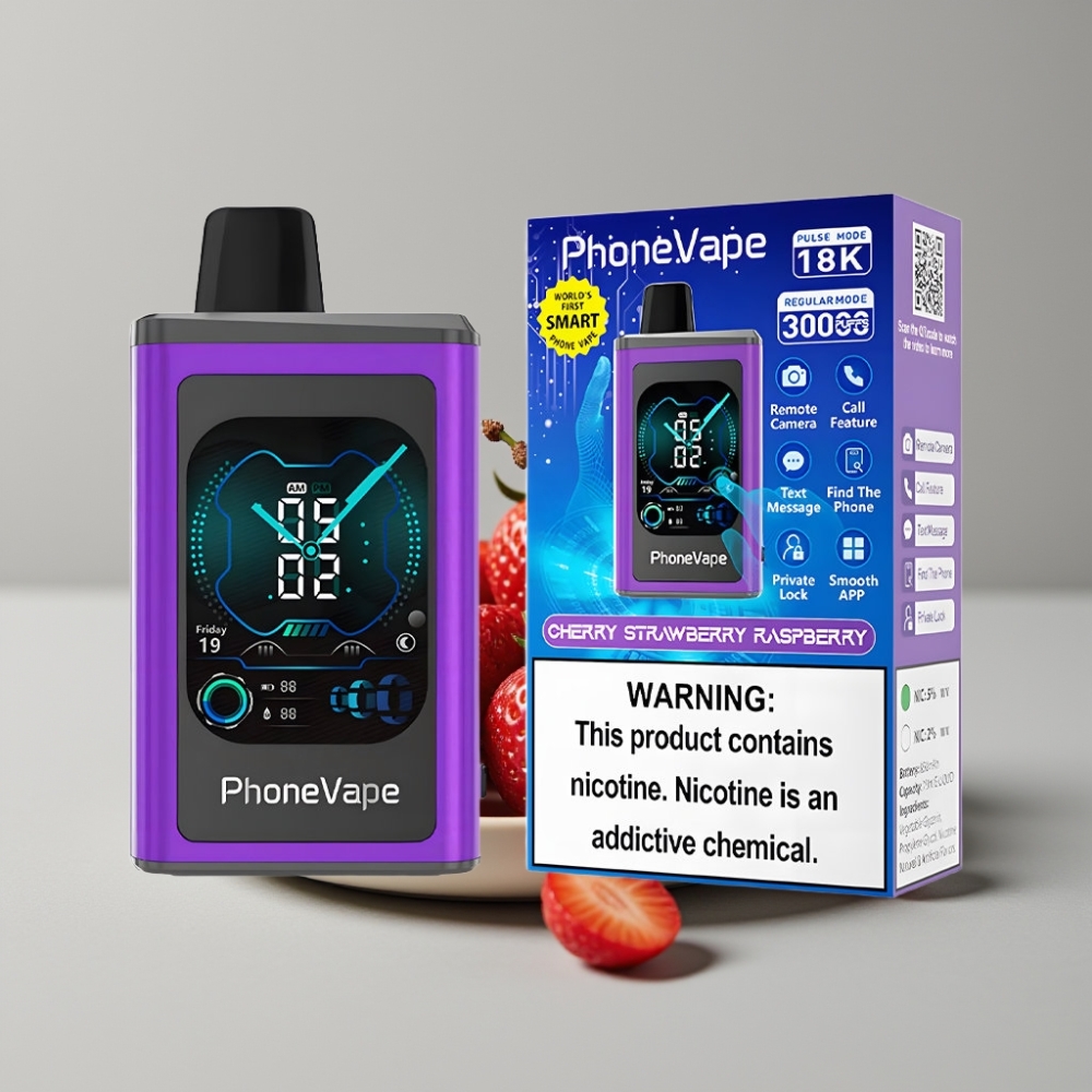 JNR PhoneVape 30000 chupadas Recargable con Turbo y Cereza Fresa Frambuesa