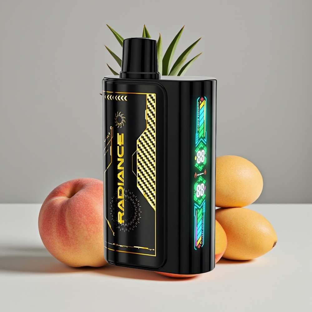 JNR Radiance 31000 Puffs Sabores Durazno Mango Piña Vape Desechable Pantalla Inteligente Batería Recargable