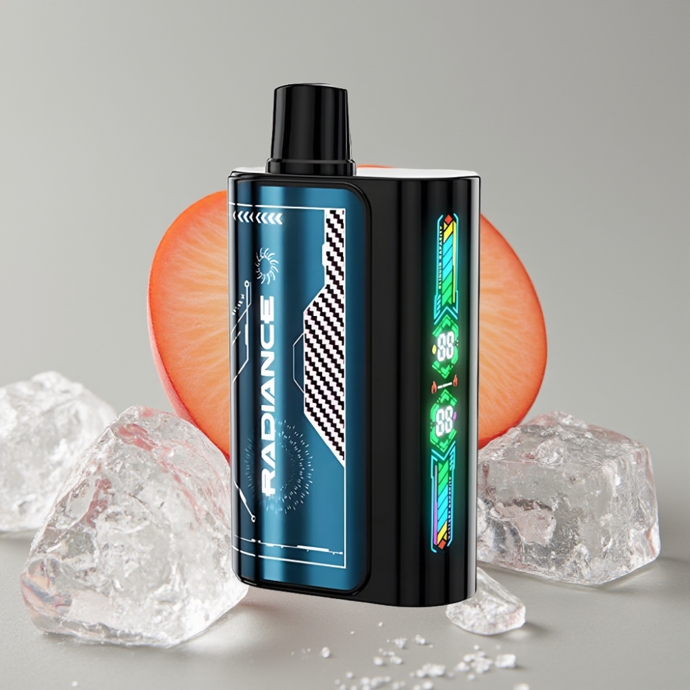 JNR Radiance 31000 Puffs Vape Desechable DURAZNO VERANO HIELO Pantalla Animada Batería Recargable