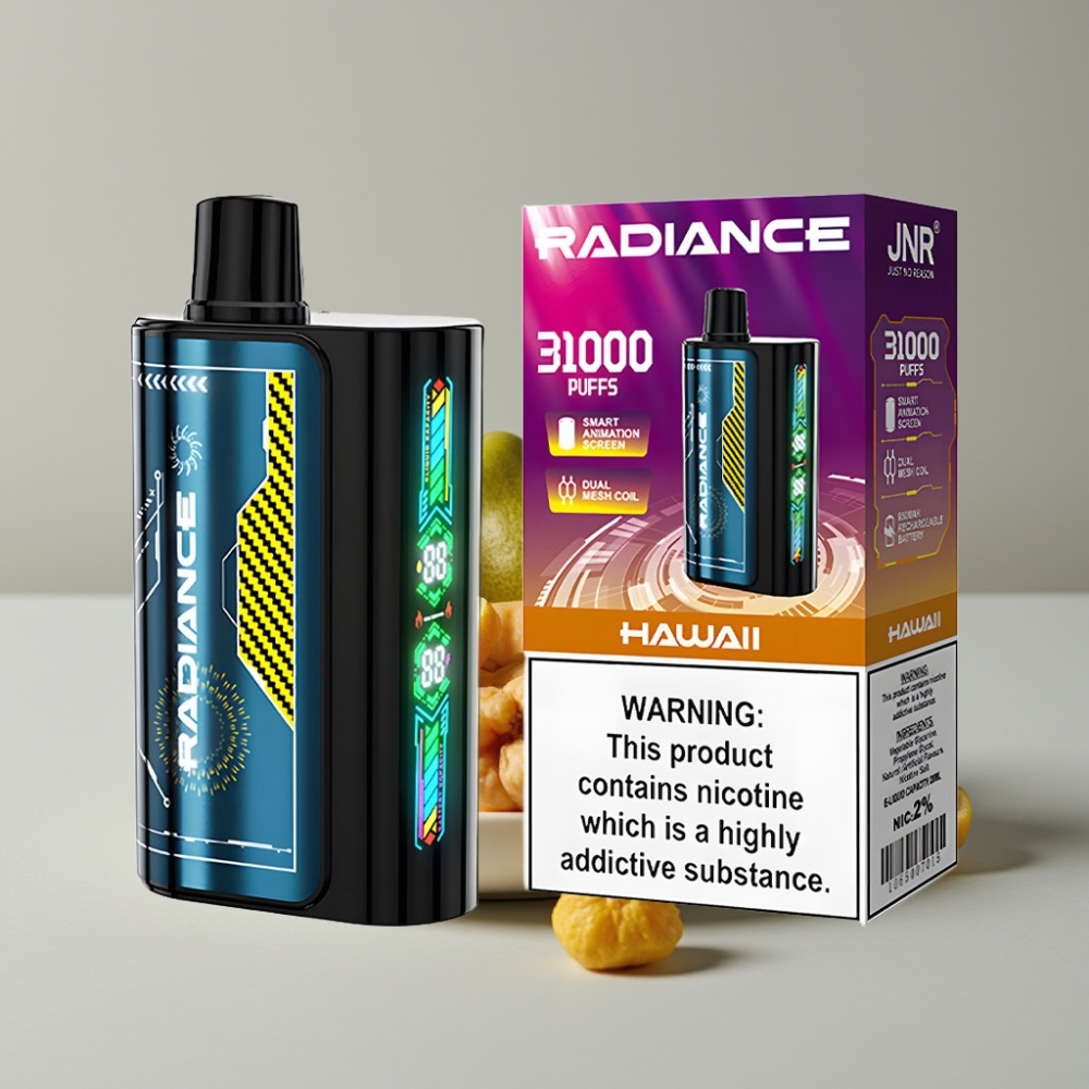 JNR Radiance 31000 Puffs Vape Desechable HAWÁI con Pantalla Animada y Batería Recargable