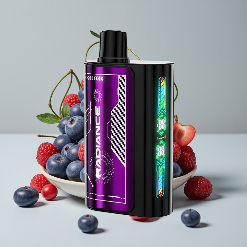 JNR Radiance 31000 Puffs Vape Desechable con Pantalla Animada y Doble Bobina Mesh, Sabor CEREZA FRAMBUESA AZUL