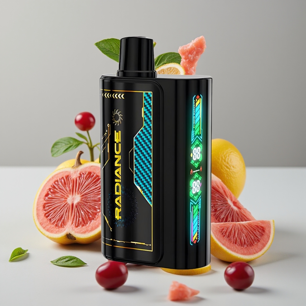 JNR Radiance 31000 Puffs Vape Desechable con Pantalla Animada y Doble Malla, Sabor CEREZA COLA Efervescente