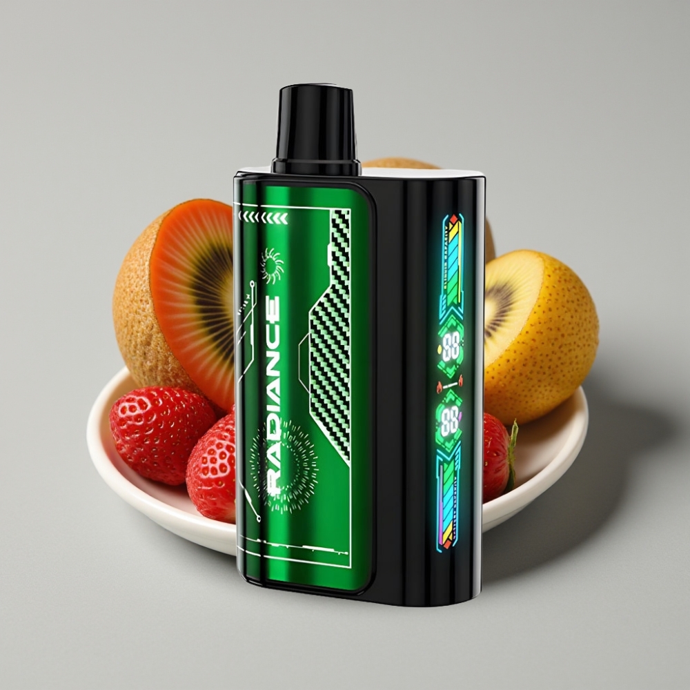 JNR Radiance 31000 Puffs Vape Recargable con Pantalla Animada y Doble Malla Fresa Kiwi