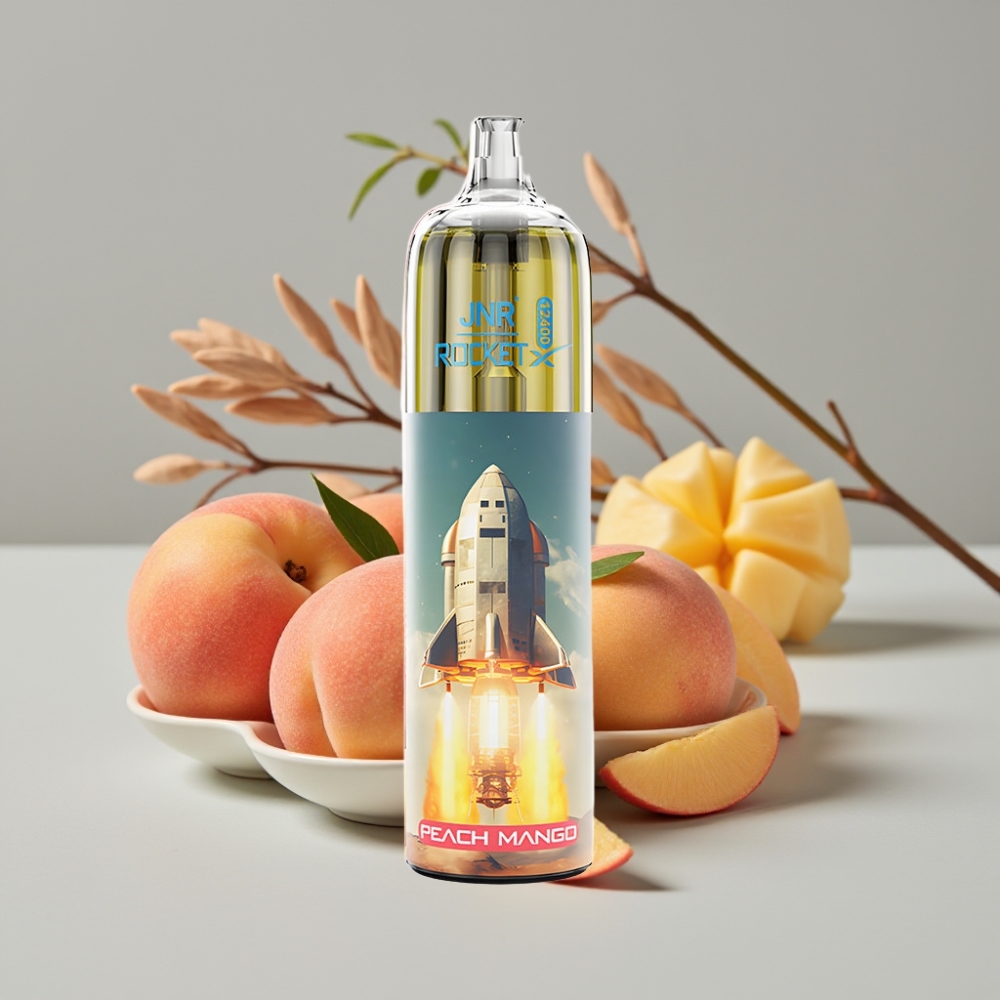 JNR Rocket-X 12400 Puffs Vape Desechable con Aire Ajustable, Durazno Mango