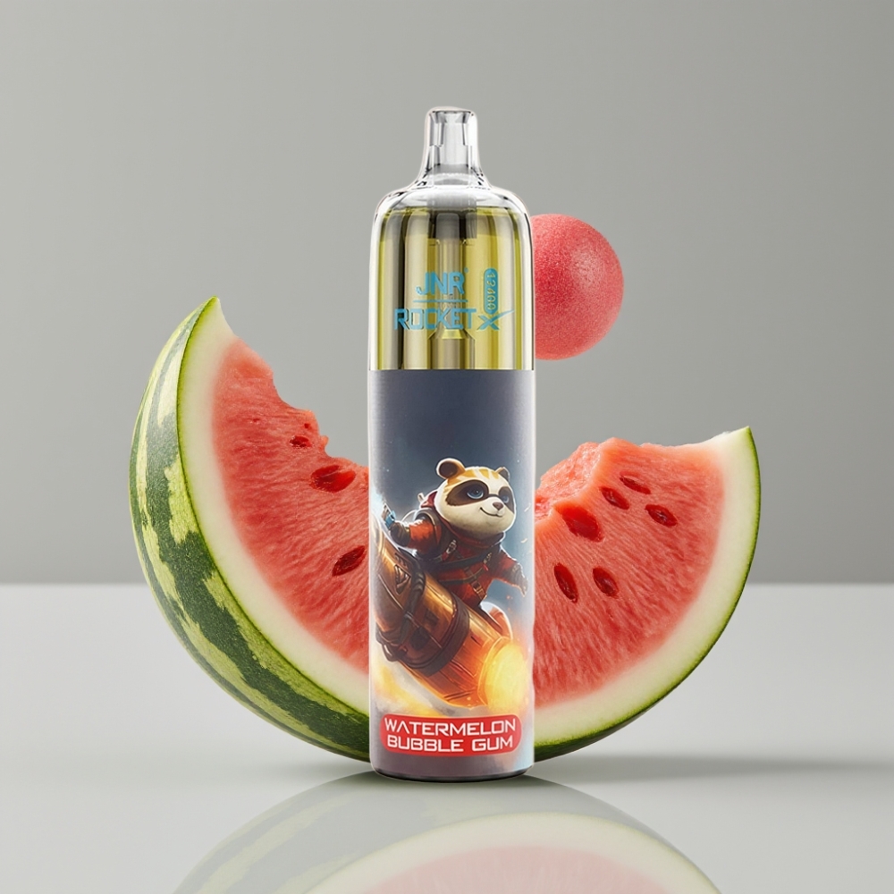 JNR Rocket-X 12400 Puffs Vape Desechable con Aire Ajustable, Luz RGB y Sabor Chicle de Sandía
