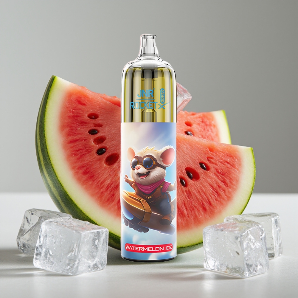 JNR Rocket-X 12400 Puffs Vape Desechable con Aire Ajustable, Sabor Sandía Helada y RGB