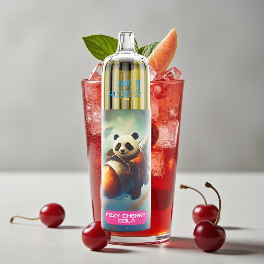 JNR Rocket-X 12400 Puffs Vape Desechable con Aire Ajustable y Luz RGB Cereza Cola Fizzy