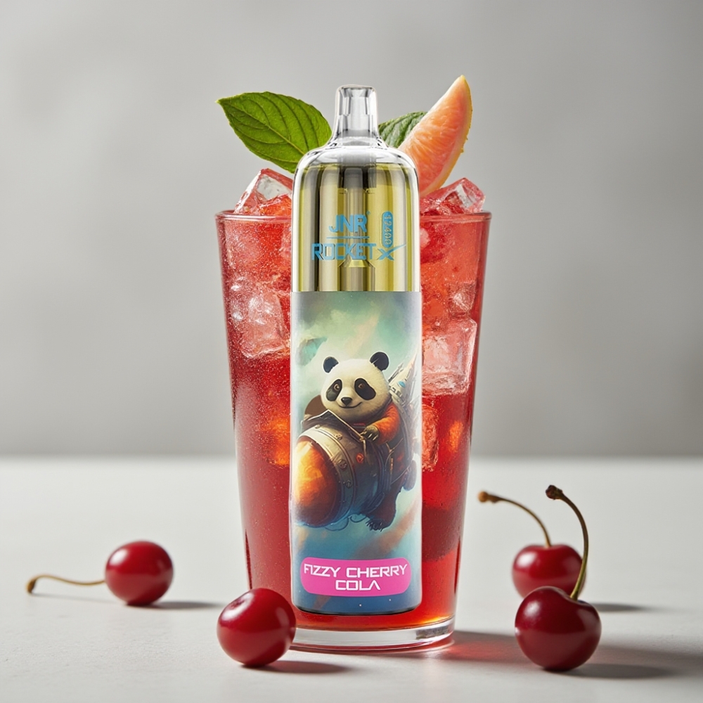 JNR Rocket-X 12400 Puffs Vape Desechable con Aire Ajustable y Luz RGB Cereza Cola Fizzy