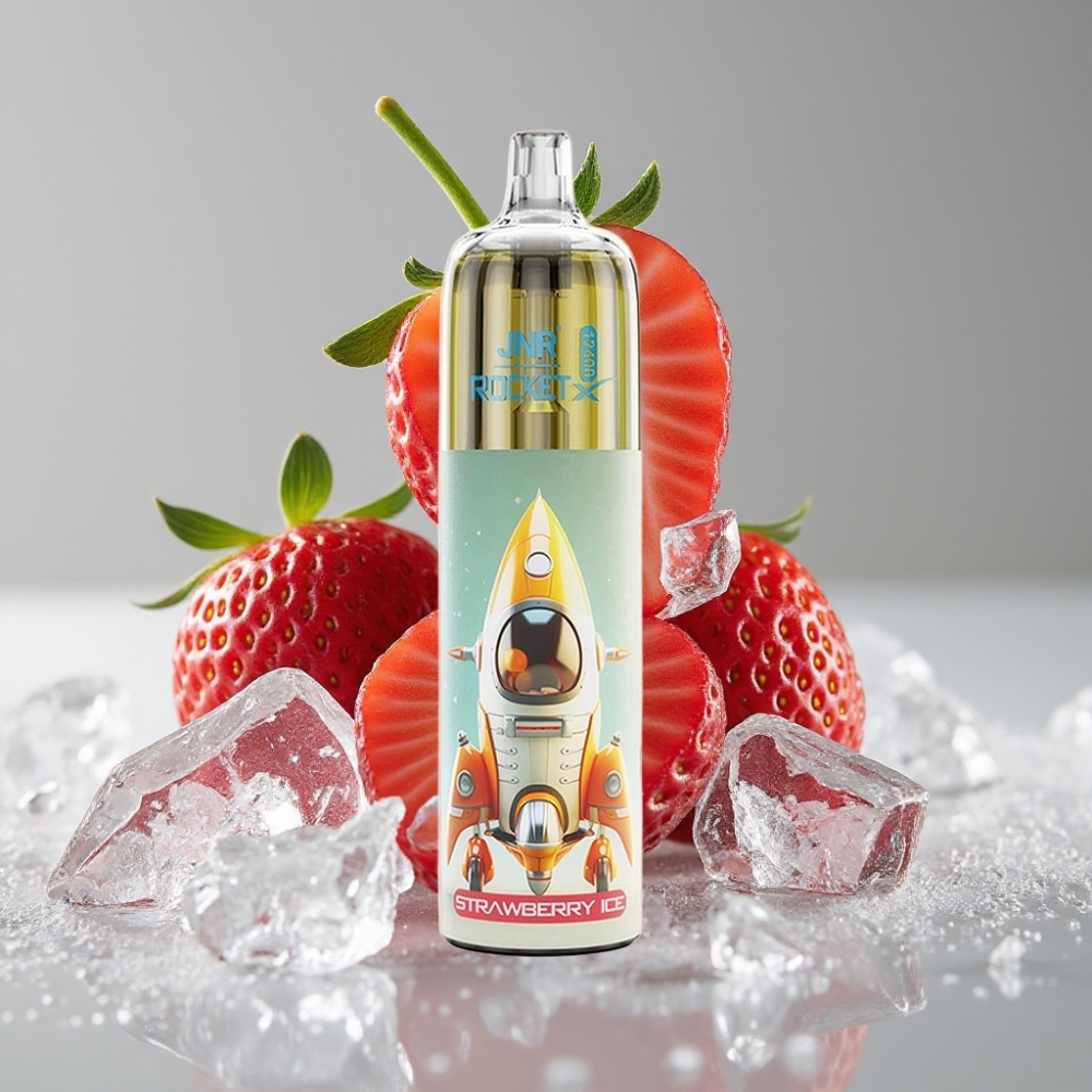 JNR Rocket-X 12400 Puffs Vape Desechable con Aire Ajustable y Luz RGB Fresa Hielo