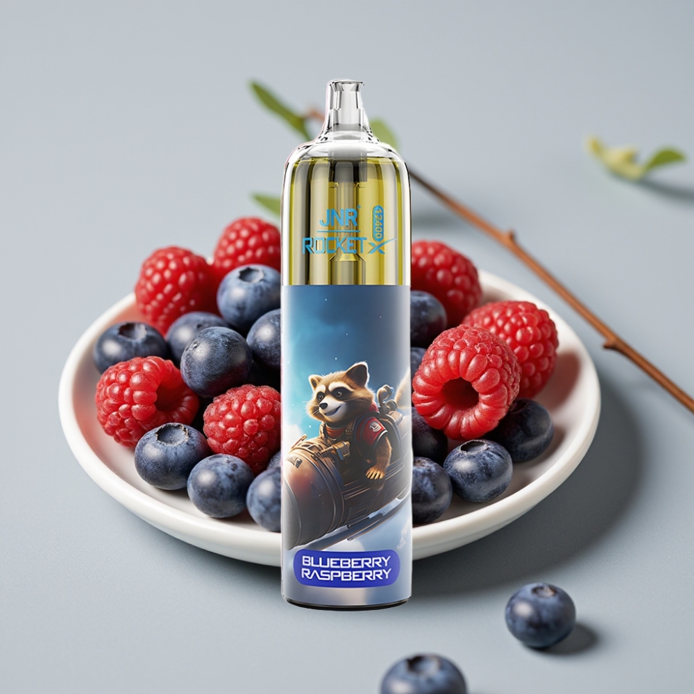 JNR Rocket-X 12400 Puffs Vape Desechable con Arándano Frambuesa, Flujo de Aire Ajustable, RGB, Tipo-C